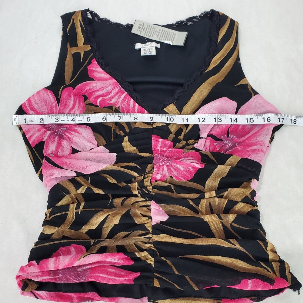 Cache Black Floral Two-Piece Skirt Set with Pink & Brown Print - Picture 12 of 16